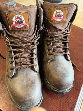 Brahma Brown Work Boots with Orange-Accent Laces